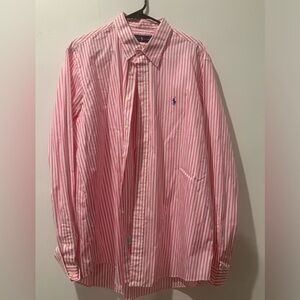 Ralph Lauren Men's Pink and White Striped Shirt